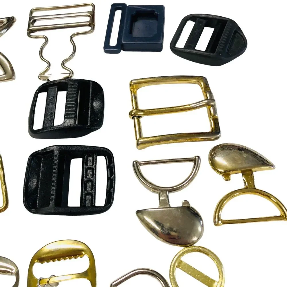 Belt Buckles Scarf Slides Vintage Lot of 39 Metal Plastic Cloth